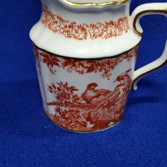 Vintage Royal Crown Derby Red Aves Mini Creamer 4 oz Cream...